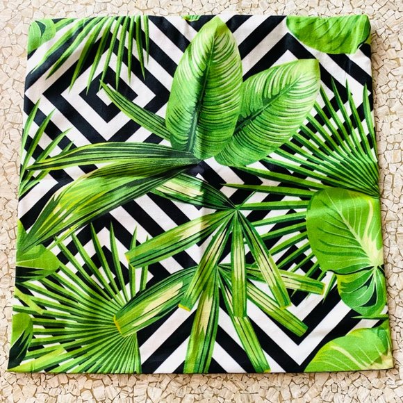 Cool Palm Monstera Geometric Print Pillow Cover - Picture 5 of 5